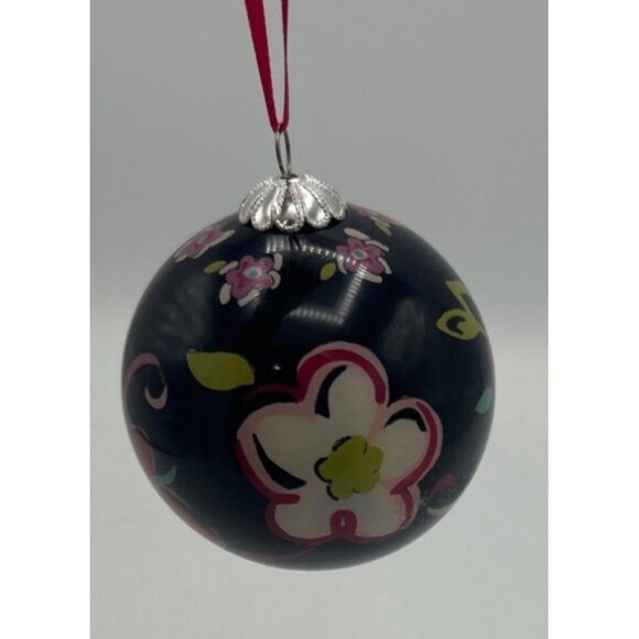 Vera Bradley Ornaments Christmas Set Of 2 Floral Pink Ribbon 2012 w/Gift Boxes - Picture 5 of 6